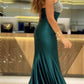 Mermaid Hunter Green Satin Beaded Dress