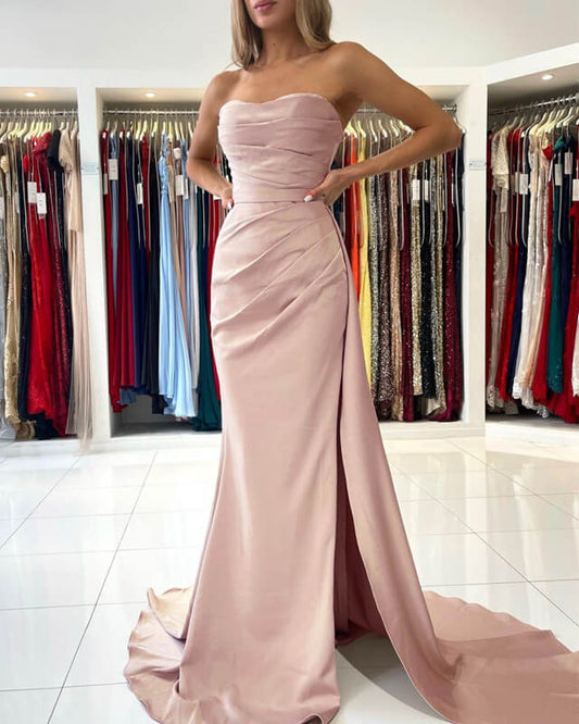 Pink Strapless Prom Dress