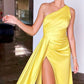 Sunshine Yellow Satin One Shoulder Dress
