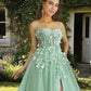 Light Green 3D Flowers Tulle Corset Dress