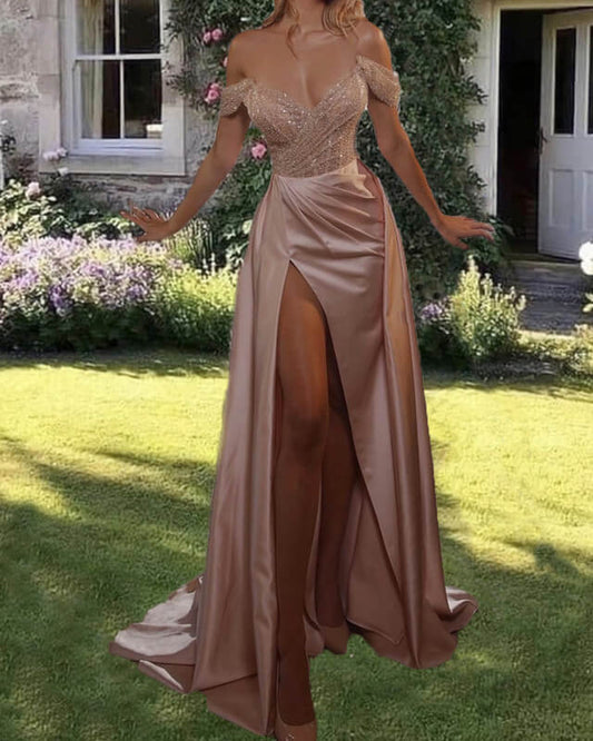 Mermaid Rose Gold Prom Dress