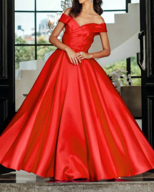 Long Red Satin Gown