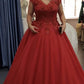 Red Tulle V-neck Plus Size Ball Gown Dress