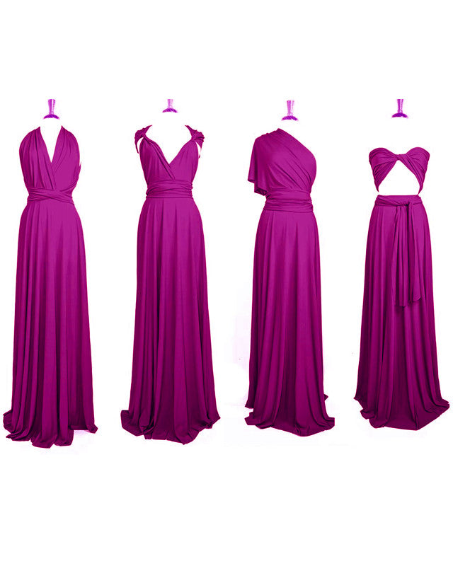 Long Magenta Chiffon Infinity Dress