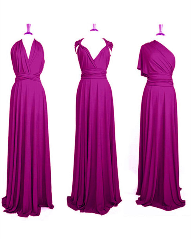 Long Magenta Chiffon Infinity Dress