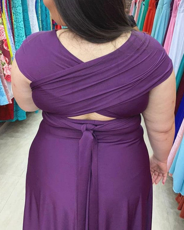 Dark Purple Inifity Chiffon Bridesmaid Dresses Plus Size – Lisposa