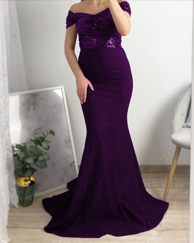Mermaid Bridesmaid Dresses Sequins Off The Shoulder