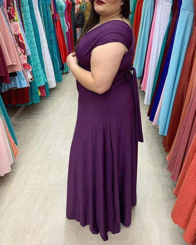 Dark Purple Inifity Chiffon Bridesmaid Dresses Plus Size – Lisposa