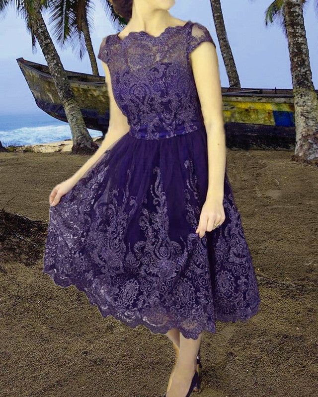 Vintage Lace Bridesmaid Dresses Tea Length – Lisposa