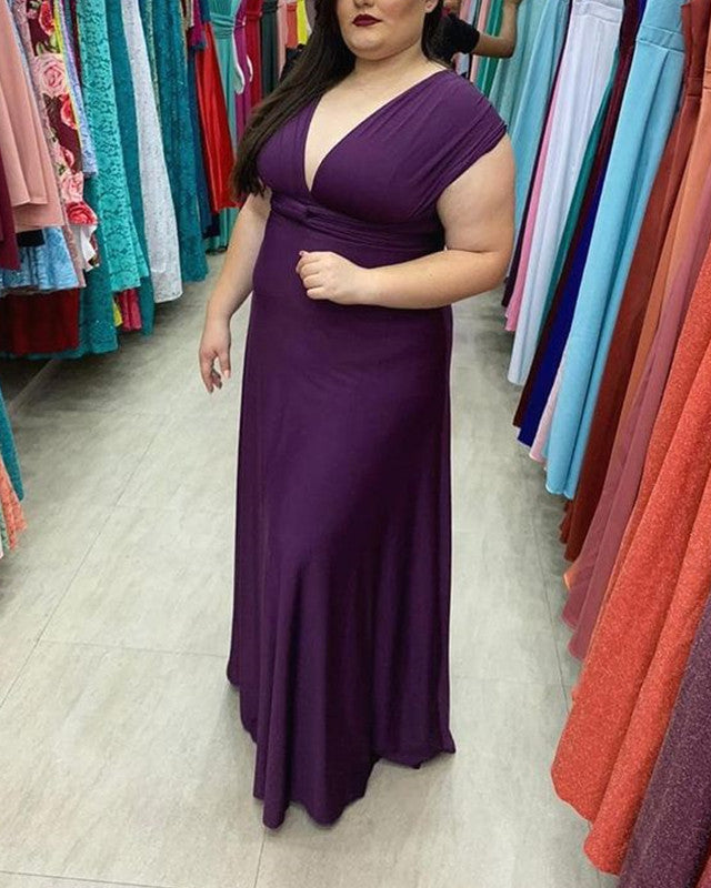 Dark Purple Inifity Chiffon Bridesmaid Dresses Plus Size – Lisposa