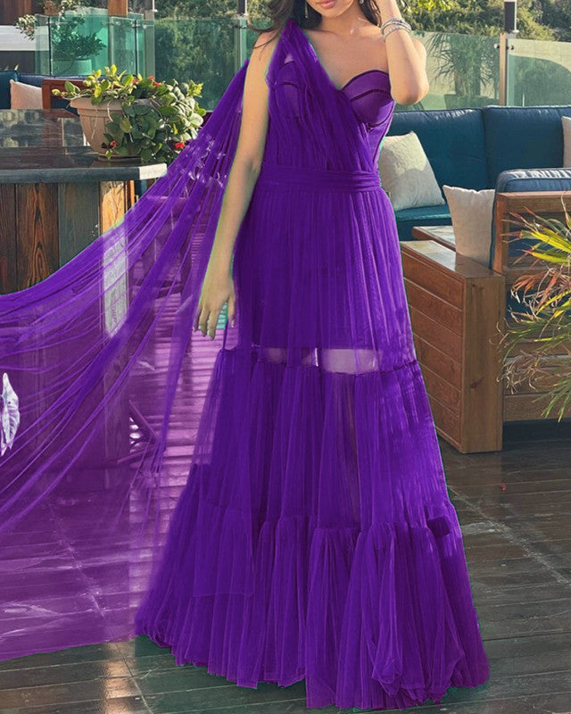 Purple One Shoulder Prom Dresses 2022
