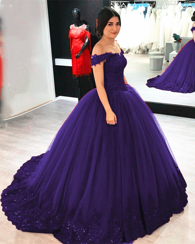 Elegant Quinceanera Dresses Lace Off Shoulder Ball Gown – Lisposa