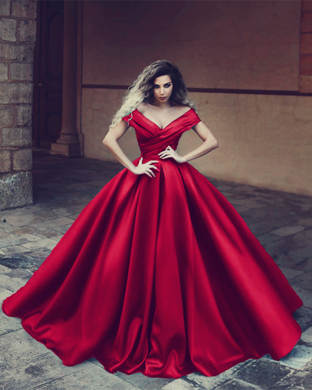 Quinceanera Dresses Satin Ball Gown Off Shoulder – Lisposa