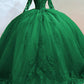 Ball Gown V-neck Appliques Sleeved Quince Dress