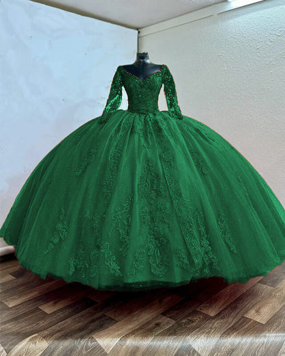 Emerald Quince Dress With Sleeve