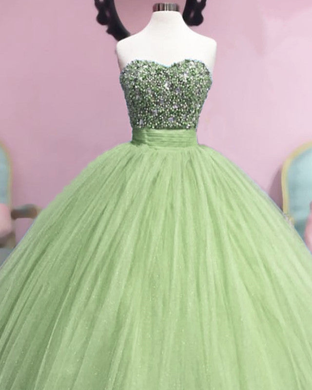 Fully Beaded Sweetheart Tulle Ball Gown