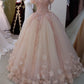 Lace Appliques Ball Gown Quinceanera Dresses Tulle Flowers