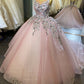 Lace Embroidery Quinceanera Dresses Ball Gown Sheer Neck
