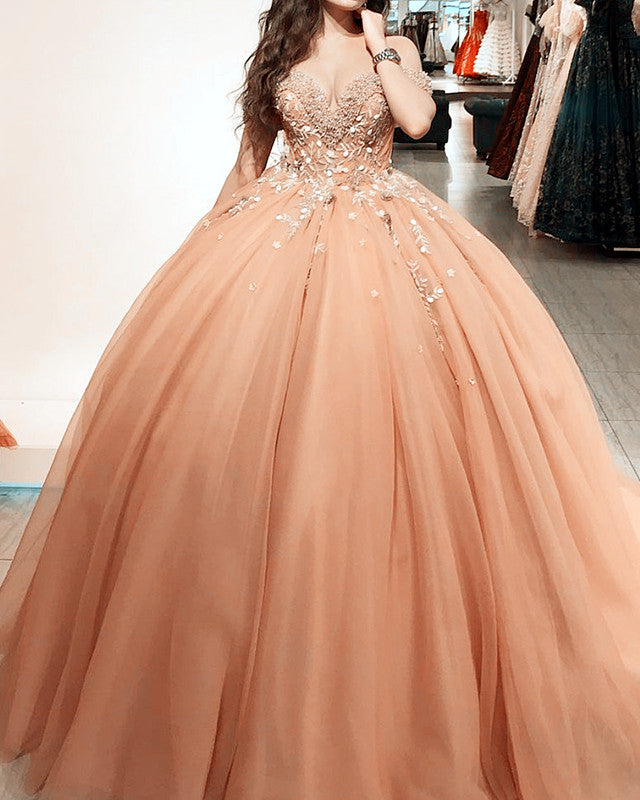Tulle Quinceanera Dresses Ball Gown Sequins Beaded Off The Shoulder