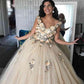 3D Floral Flowers Quinceanera Dresses Tulle Spaghetti Straps Ball Gown