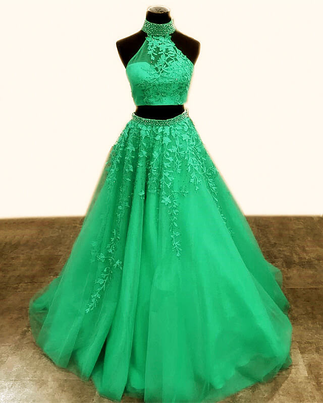 Green Two Piece Quinceanera Dresses