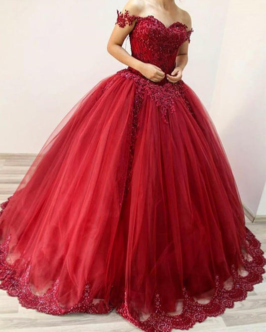 Burgundy Tulle Quinceanera Dresses