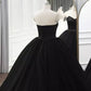 Gothic Black Strapless Quinceanera Dress Ball Gown