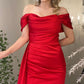 Sexy Mermaid Split Off Shoulder Satin Dresses