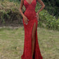 Mermaid Sequin Dresses V Neck Split