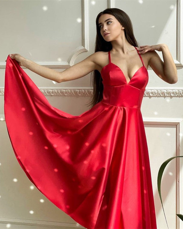 Red Bridesmaid Dresses Tea Length