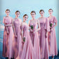Rose Pink Bridesmaid Dresses Chiffon Mixed Style