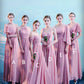 Rose Pink Bridesmaid Dresses Chiffon Mixed Style