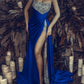 Mermaid Strapless Sequins Beaded Satin Dresses