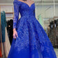Royal blue Prom Dresses With Sleeves