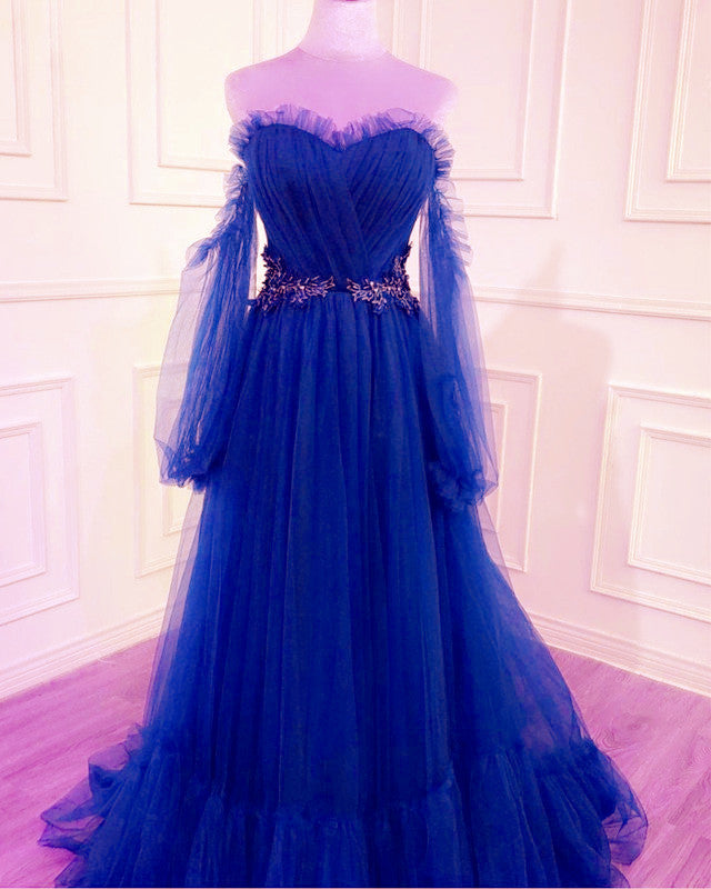 Royal Blue Prom Dresses With Sleeves