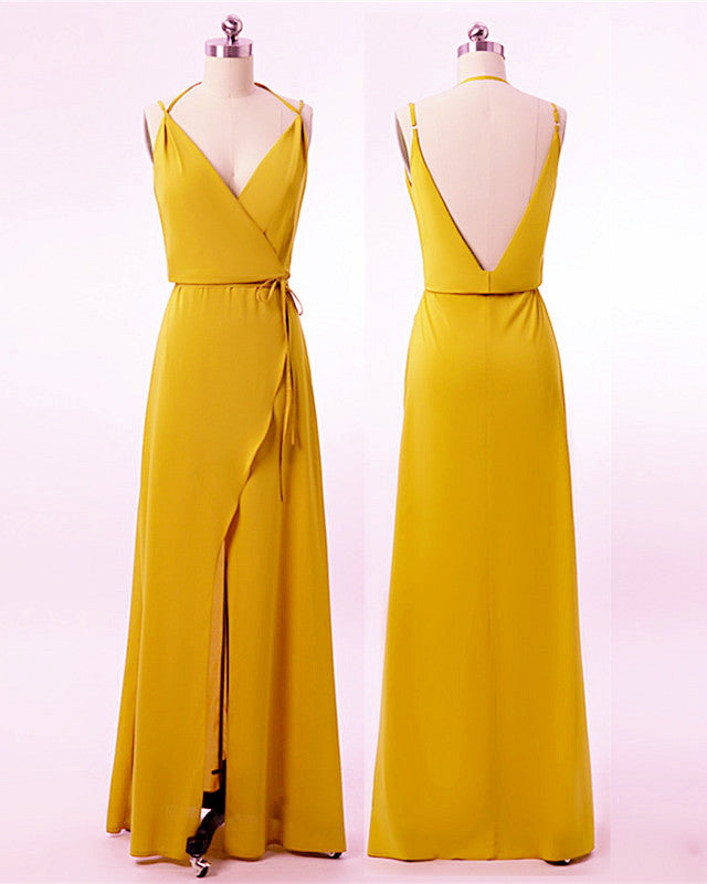 Elegant Boho Bridesmaid Dresses Chiffon V Neck Split