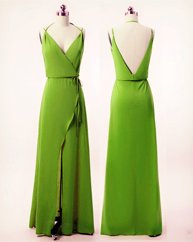 Elegant Boho Bridesmaid Dresses Chiffon V Neck Split