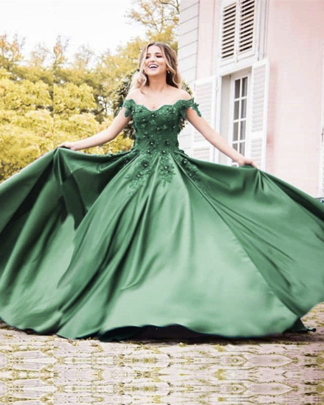 Sage Green Prom Dresses Princess Off Shoulder
