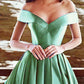 Sage Green Bridesmaid Dress Satin Off Shoulder