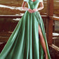 Sage Green Bridesmaid Dress Satin Off Shoulder