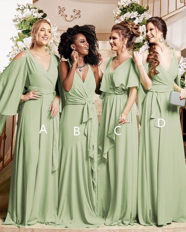 Sage Green Bridesmaid Dresses Chiffon Remixed