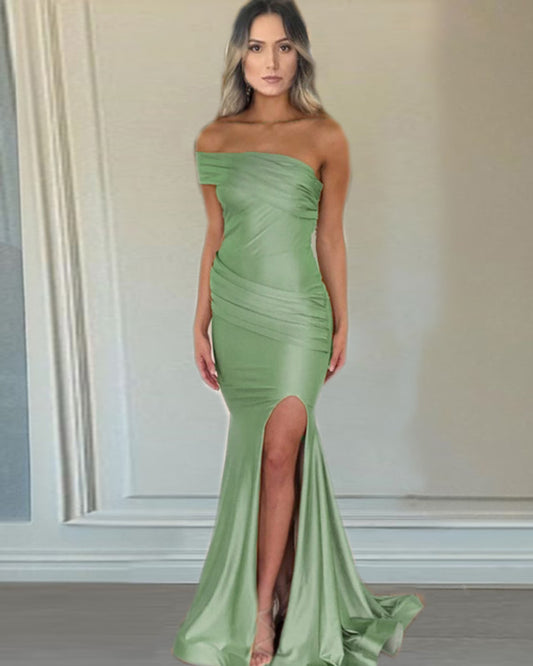 Sage Green Bridesmaid Dresses One Shoulder