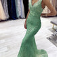 Trumpet Mermaid V Neck Lace Dresses