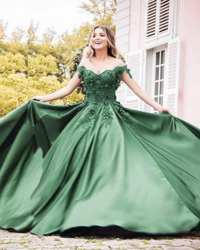 Green Ball-gown Strapless Asymmetrical Satin Wedding Dress #OP3216 $165.2 -  GemGrace.com