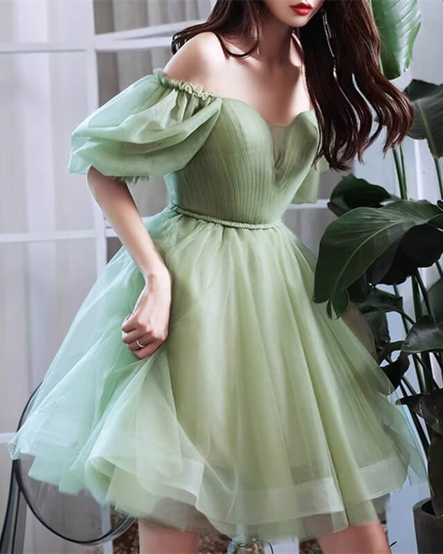 Short Sage Green Bridesmaid Dresses Puffy Sleeves Lisposa Short Sage Green Bridesmaid Dresses Puffy Sleeves Lisposa