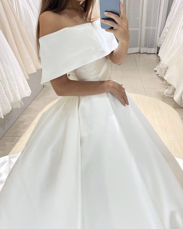 Elegant Satin Wedding Dresses Off Shoulder