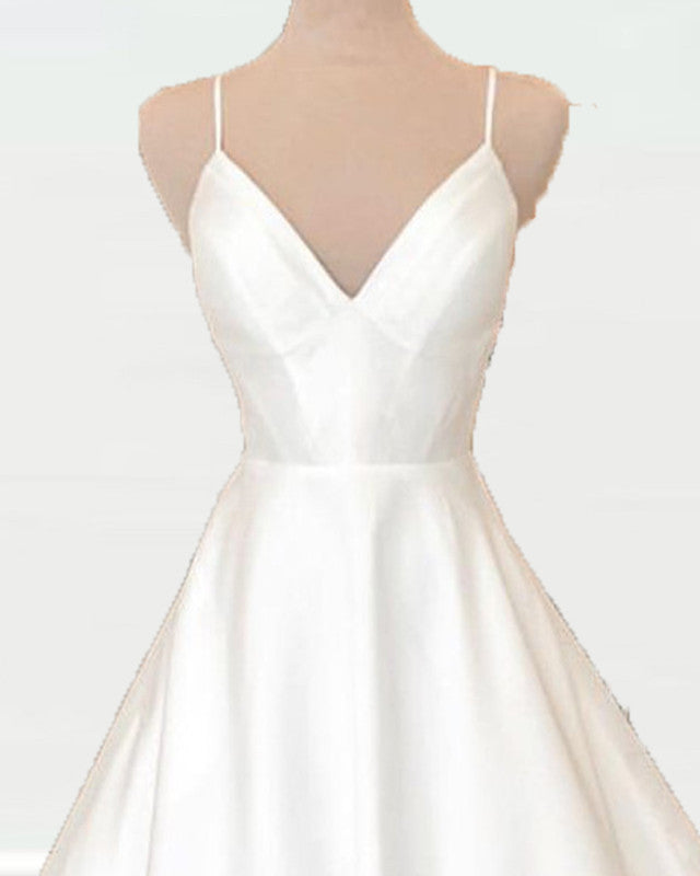 Satin A-line Wedding Dresses V Neck
