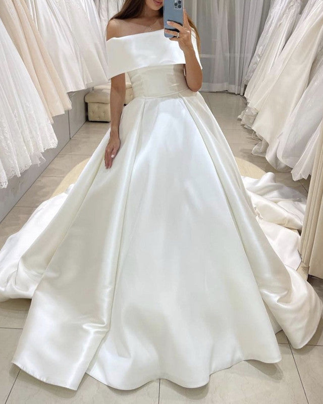 Elegant Satin Wedding Dresses Off Shoulder