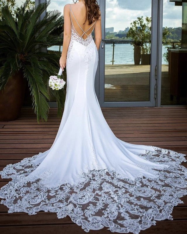 Open Back Mermaid Wedding Dress