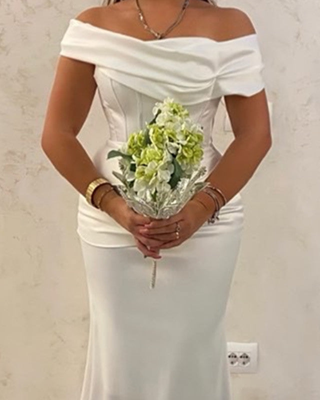Sexy Mermaid Satin Wedding Dresses Off The Shoulder